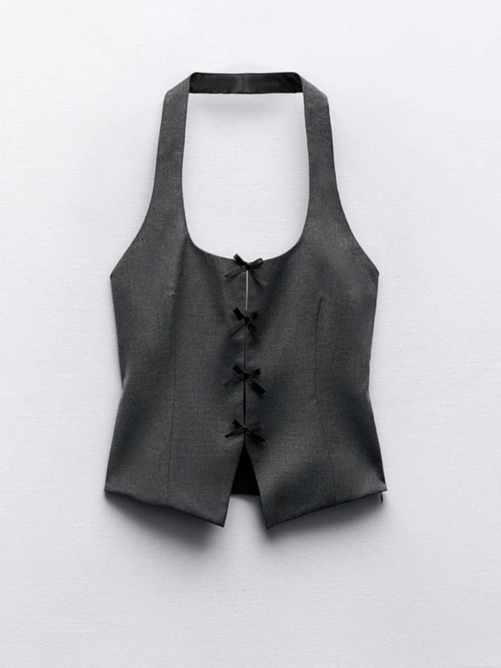 Zara Grey Bow Halter Corset Top
